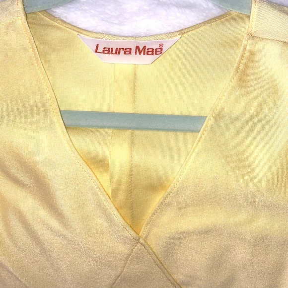 Vintage-Laura Mae-Sunny Yellow drop waist pleated skirt dress w/matching belt 💛 - Picture 4 of 6